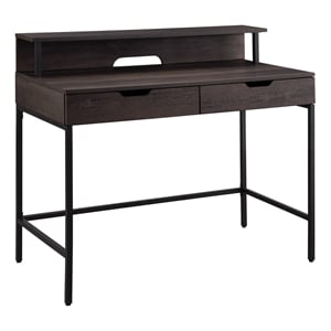 Scranton & Co 40&quot Desk with 2 Drawers and Shelf Hutch - Brown Woodgrain