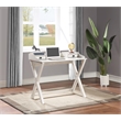 Scranton & Co Writing Desk in White Wash - Birch Veneer with X-Frame