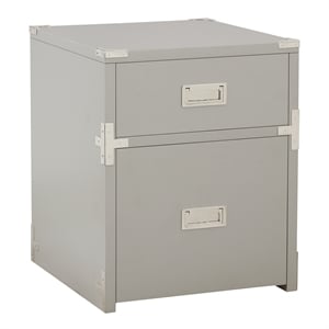 Scranton & Co Contemporary 2-Drawer File Cabinet in Gray - Campaign Style