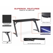 Scranton & Co Contemporary Gaming Desk with LED Lights in Matte Red