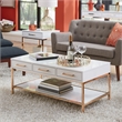 Scranton & Co Cocktail Table in White Gloss with Gold Chrome Base