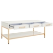 Scranton & Co Cocktail Table in White Gloss with Gold Chrome Base