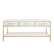 Scranton & Co Cocktail Table in White Gloss with Gold Chrome Base