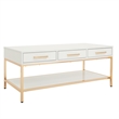 Scranton & Co Cocktail Table in White Gloss with Gold Chrome Base