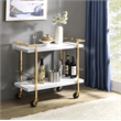 Scranton & Co Contemporary 2-Tier Serving Cart in White and Gold Frame