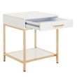 Scranton & Co End Table in White Gloss with Gold Chrome Base