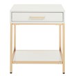 Scranton & Co End Table in White Gloss with Gold Chrome Base
