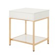 Scranton & Co End Table in White Gloss with Gold Chrome Base