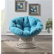 Scranton & Co Wicker Swivel Chair in Cream with Blue Cushion