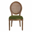 Scranton & Co Contemporary Cane Oval Back Chair in Moss Green Fabric