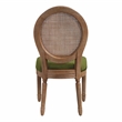 Scranton & Co Contemporary Cane Oval Back Chair in Moss Green Fabric