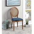 Scranton & Co Contemporary Cane Oval Back Chair in Azure Blue Fabric