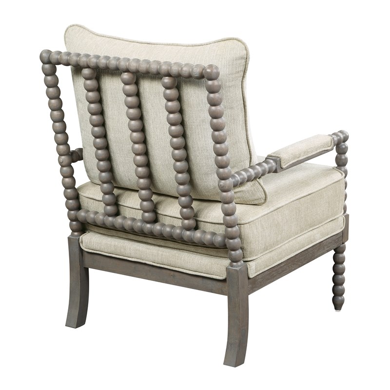 Scranton & Co Contemporary Spindle Arm Chair in Linen Beige Fabric