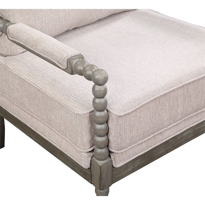 Scranton & Co Contemporary Spindle Arm Chair in Linen Beige Fabric