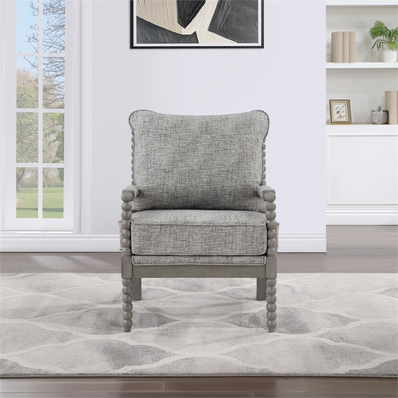 Scranton & Co Contemporary Spindle Arm Chair in Graphite Gray Fabric