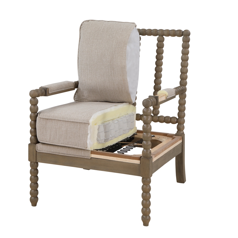 Scranton & Co Contemporary Spindle Arm Chair in Graphite Gray Fabric