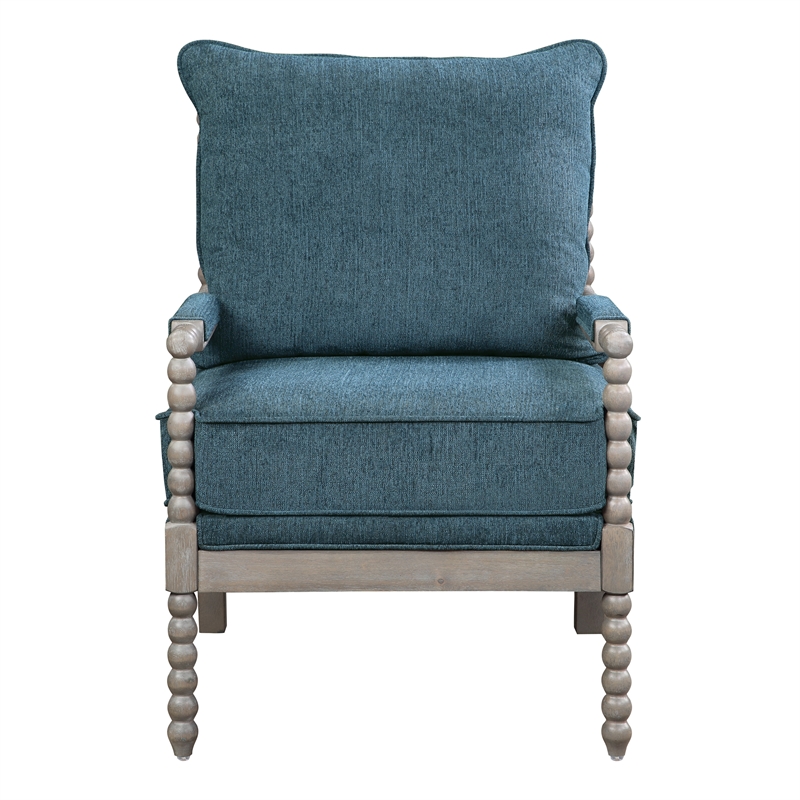 Scranton & Co Contemporary Spindle Arm Chair in Azure Blue Fabric