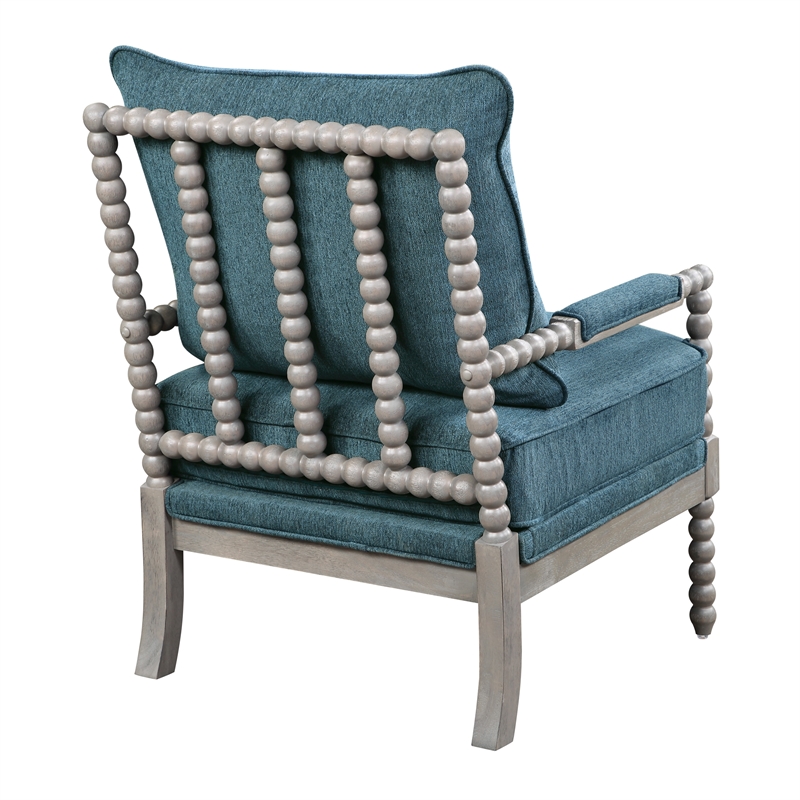 Scranton & Co Contemporary Spindle Arm Chair in Azure Blue Fabric