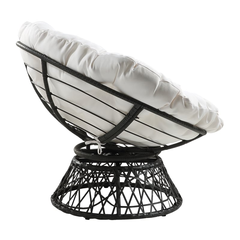 Scranton & Co Contemporary Swivel Chair in White with Black Wicker Frame