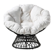 Scranton & Co Contemporary Swivel Chair in White with Black Wicker Frame