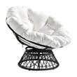 Scranton & Co Contemporary Swivel Chair in White with Black Wicker Frame