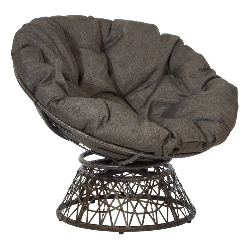 Scranton & Co Contemporary Swivel Chair in Brown with Brown Wicker Frame