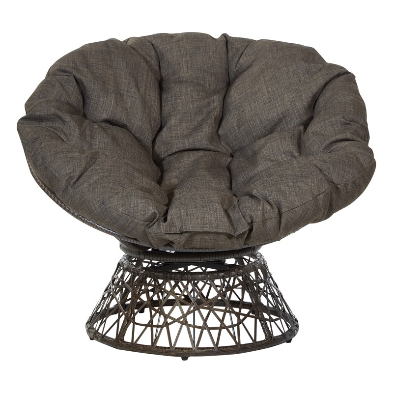Scranton & Co Contemporary Swivel Chair in Brown with Brown Wicker Frame
