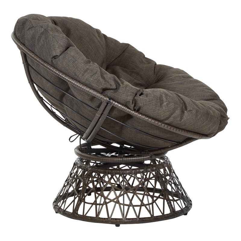 Scranton & Co Contemporary Swivel Chair in Brown with Brown Wicker Frame