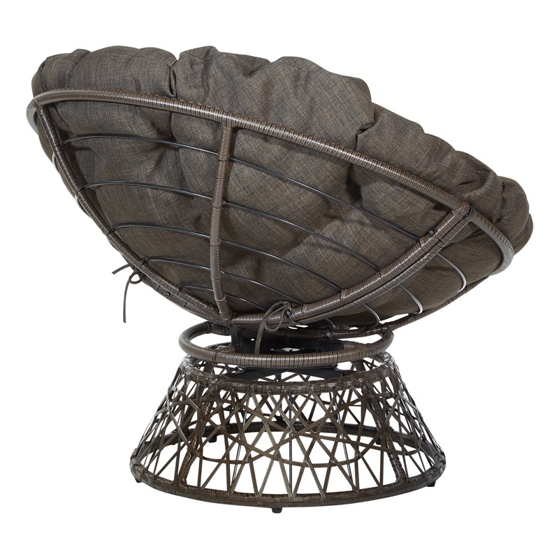 Scranton & Co Contemporary Swivel Chair in Brown with Brown Wicker Frame
