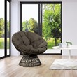 Scranton & Co Contemporary Swivel Chair in Brown with Brown Wicker Frame