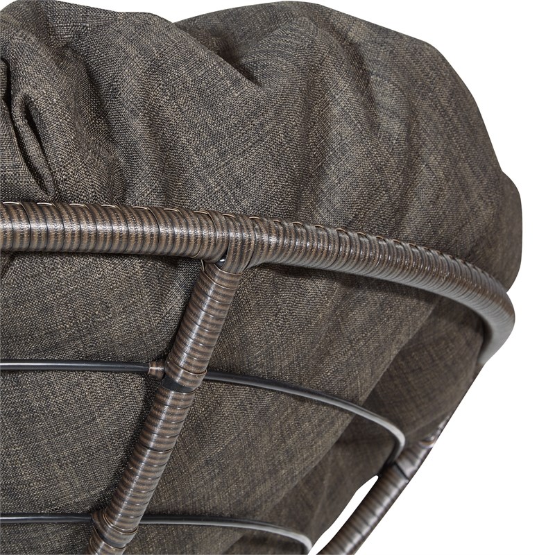 Scranton & Co Contemporary Swivel Chair in Brown with Brown Wicker Frame