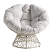 Scranton & Co Contemporary Swivel Chair in White with White Wicker Frame