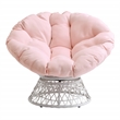 Scranton & Co Contemporary Swivel Chair in Pink with Cream Wicker Frame