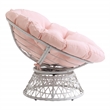 Scranton & Co Contemporary Swivel Chair in Pink with Cream Wicker Frame