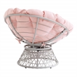 Scranton & Co Contemporary Swivel Chair in Pink with Cream Wicker Frame
