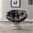 Scranton & Co Contemporary Swivel Chair in Gray with Cream Wicker Frame