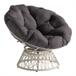 Scranton & Co Contemporary Swivel Chair in Gray with Cream Wicker Frame