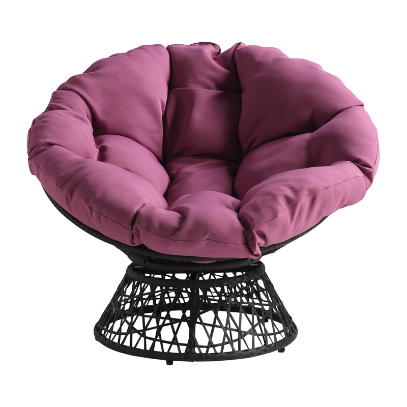 Scranton & Co Contemporary Swivel Chair in Purple with Gray Wicker Frame