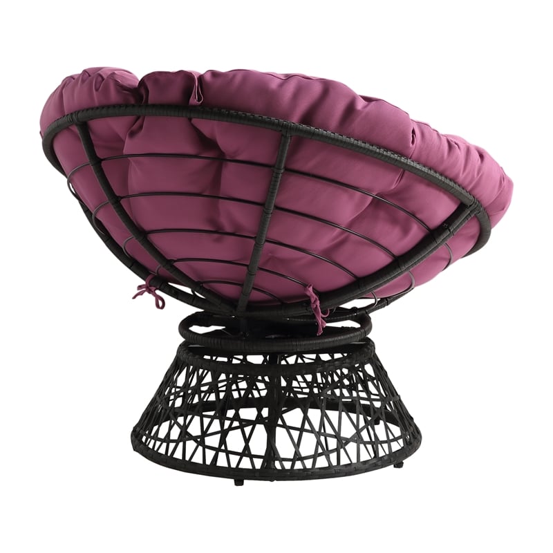 Scranton & Co Contemporary Swivel Chair in Purple with Gray Wicker Frame