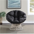 Scranton & Co Contemporary Swivel Chair in Black with Cream Wicker Frame