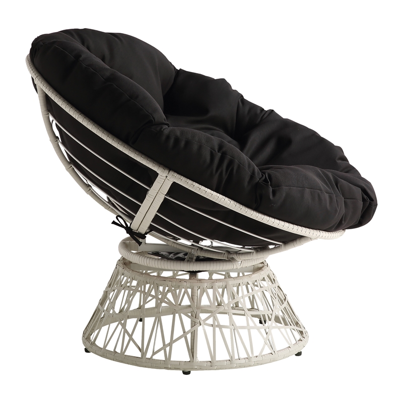 Scranton & Co Contemporary Swivel Chair in Black with Cream Wicker Frame