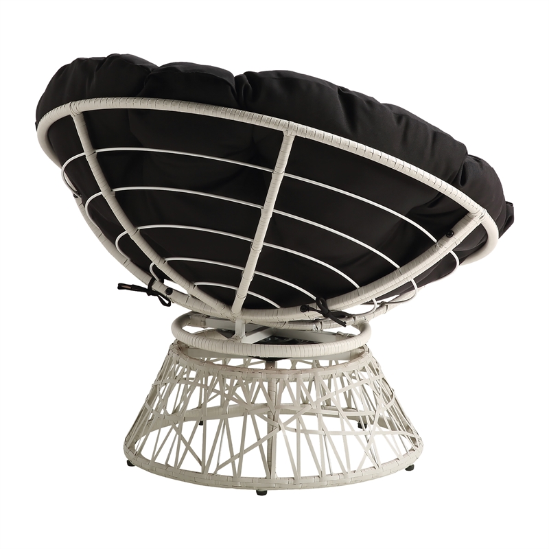 Scranton & Co Contemporary Swivel Chair in Black with Cream Wicker Frame
