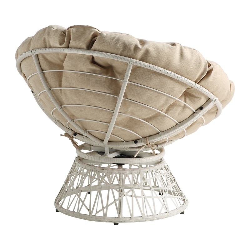 Scranton & Co Contemporary Swivel Chair in Cream with Cream Wicker Frame