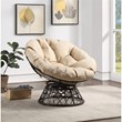 Scranton & Co Contemporary Swivel Chair in Cream with Brown Wicker Frame