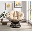 Scranton & Co Contemporary Swivel Chair in Cream with Brown Wicker Frame