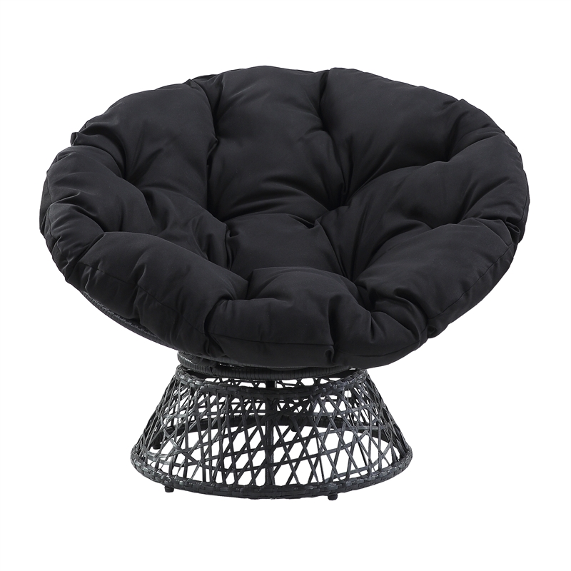 Scranton & Co Boho Swivel Chair in Black with Resin Wicker Frame