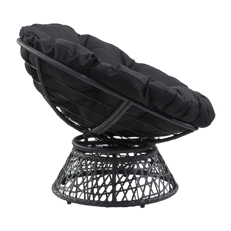 Scranton & Co Boho Swivel Chair in Black with Resin Wicker Frame