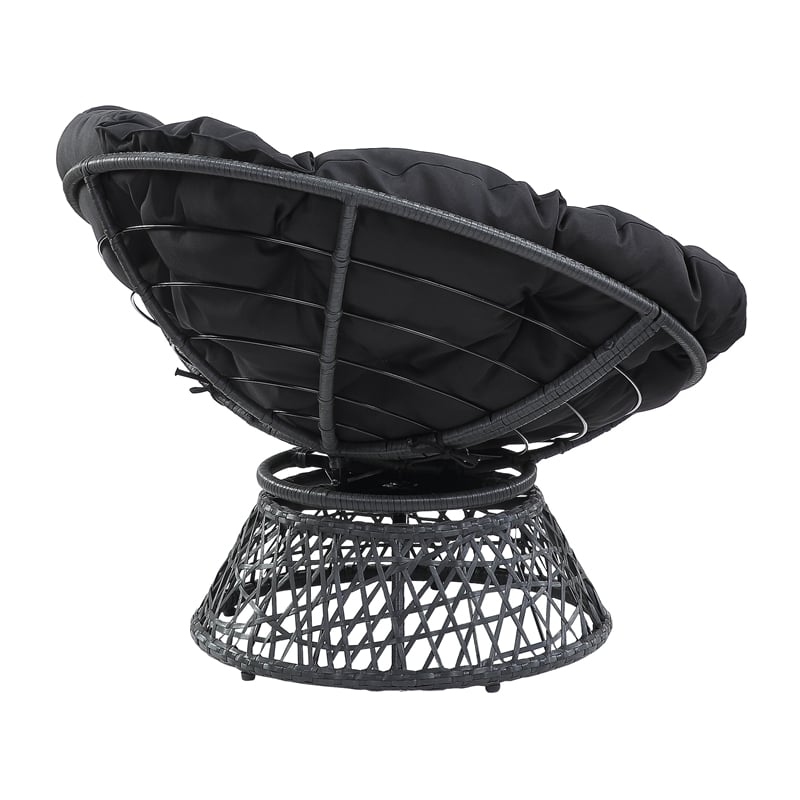Scranton & Co Boho Swivel Chair in Black with Resin Wicker Frame