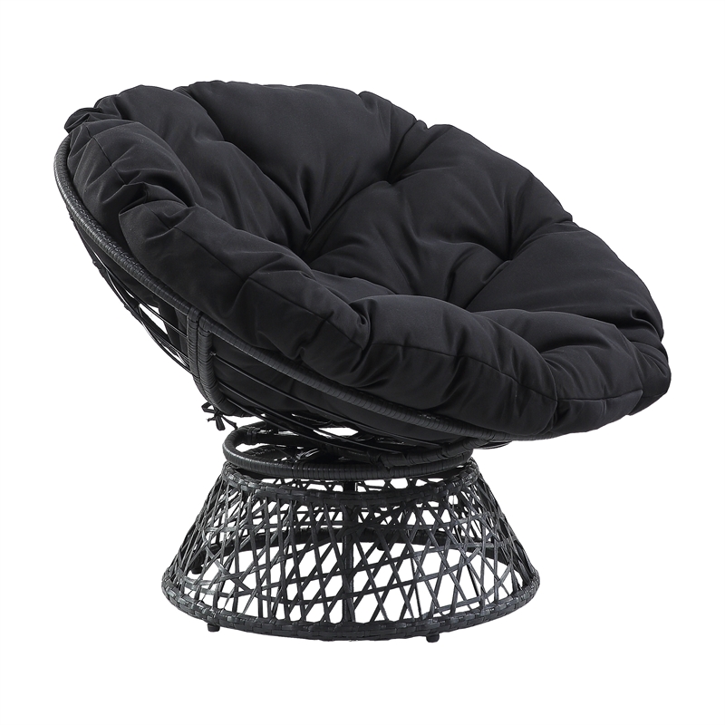 Scranton & Co Boho Swivel Chair in Black with Resin Wicker Frame