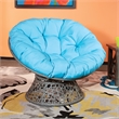 Scranton & Co Boho Swivel Chair in Blue with Gray Resin Wicker Frame
